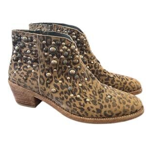 Free People x Farylrobin Vista Stud Leopard Boots Women’s 10 Suede Distressed